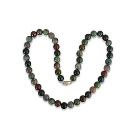 Vifaleno Natural Agate Necklace Indian Agate Round 8mm Stainless Steel Lobster Clasp, Stainless Steel Agate Stainless steel, Agate