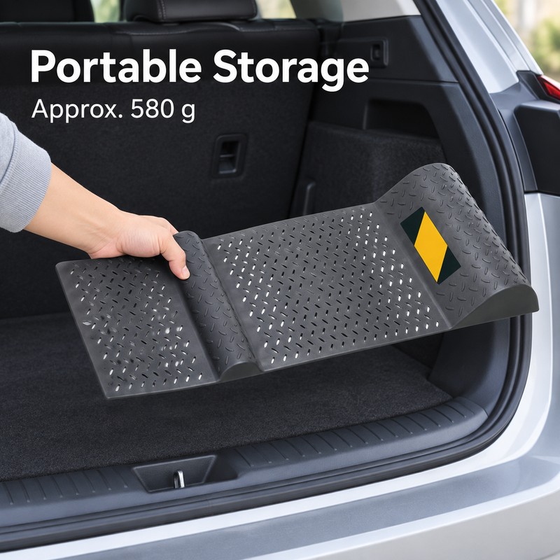 Non-Slip Car Wheel Chock Parking Mat – High-Density PP Anti-Skid
