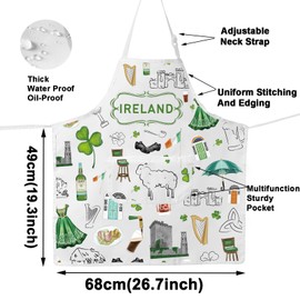 MYSOMY Irish Cooking Apron Irish Grill Apron Ireland Kitchen Apron Ireland Themed Gifts Irish Aprons For Women Men (Ireland ap)
