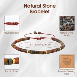YBEATY Natural Stone Bracelets Life is Tough But So are You Bracelet Inspirational Strand Wrap Thinking of You Get Well Soon Encouragement Beaded Bracelets for Women Lady Friends Manager Colleague