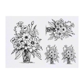 4 x 'Bouquet Of Flowers ' Temporary Tattoos - Water Resistant, Skin-Safe, Non-Toxic Transfers, Mixed Sizes (TO00075004)