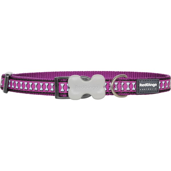 Red Dingo Reflective Dog Collar, Large, Purple