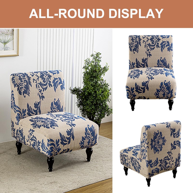 Eco-Ancheng - Funda para silla sin brazos, estampado floral, ajuste