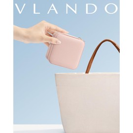 Vlando Small Jewellery Box for Girls, Jewellery Box for Women, Travel Jewellery Case, Jewellery Organiser Leather, for Earrings, Necklaces, Rings, Wedding Gift, Pink