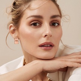 Colorful Rectangle Oval Glass Crystal Stud Earrings 14k Gold Plated Hypoallergenic Gemstone Square Transparent Glass Earrings for Women Wife Mom (RectangleBeige)