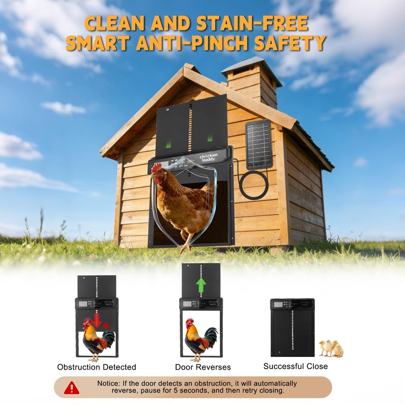 Solar-Powered Automatic Chicken Coop Door with LCD Display, Timer &