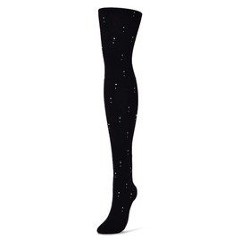 MeMoi Women's Glam Drop Opaque Nylon Tights Black Medium/Large