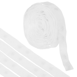 sourcing map 2 Yard Snap Button Tape Double Buckle for Sewing, Cotton Snap Button Trim Fastener Buckles Tape for Clothes Fabric DIY Craft, White