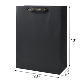 HANSWARE 6 Pack 13" Large Black Gift Bags with Handles Paper Gift Bag for Weddings,Graduations,Party,Shopping,Retirements,Valentine's Day,9.8" L x 4.7" W x 13" H