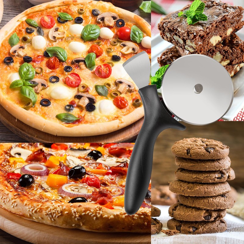 Professional Pizza Cutter & Crust Cutter 2 in 1, Steel