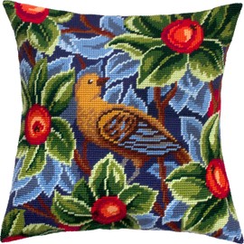 Bird by William Morris. Embroidery Kit. Throw Pillow 16Ã16 Inches. Printed Tapestry Canvas, European Quality