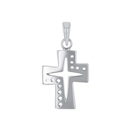 Amor 9175185 Women's Pendant 925 Sterling Silver with Synthetic Zirconia 2.4 cm Silver Cross Comes in Jewellery Gift Box, Sterling Silver, Cubic Zirconia