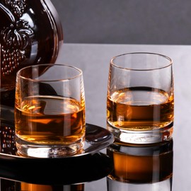 KAMMAK Stemless Wine Glasses Set of 2, 60ml Clear Drinking Glasses, 3.2oz Hand Blown Crystal Red White Wine Glasses for Hosting, Home Bar, Evening Party, Housewarming Gift (Dishwasher Safe)