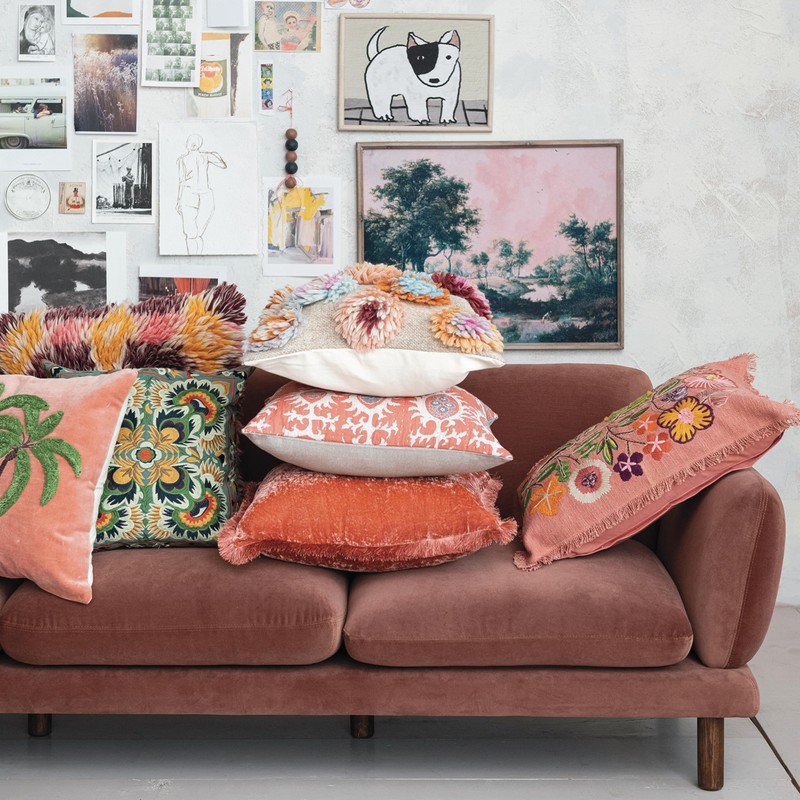 Creative Co-Op Floral Whisper Lumbar Pillow, Multicolor