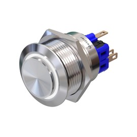 Metzler - Pressure Switch 25mm - LED Ring Lighting White - IP67 IK10 - Stainless Steel - Protruding - Solder Contacts