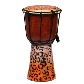 Wogeka - 30 cm Djembe - Bongo with Airbrush Painting Leooard Leo as a Gift Idea Africa Style Drum Drum 19