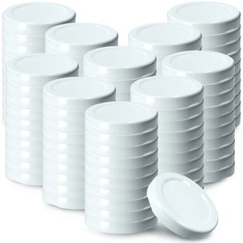 KADAX Screw Cap fi53 mm, Twist Off Metal Lid Set, Fits 115ml Jars, Replacement Lids with 4 Locking Teeth, Lids for Bottles and Mason Jars (100 Pieces, White)