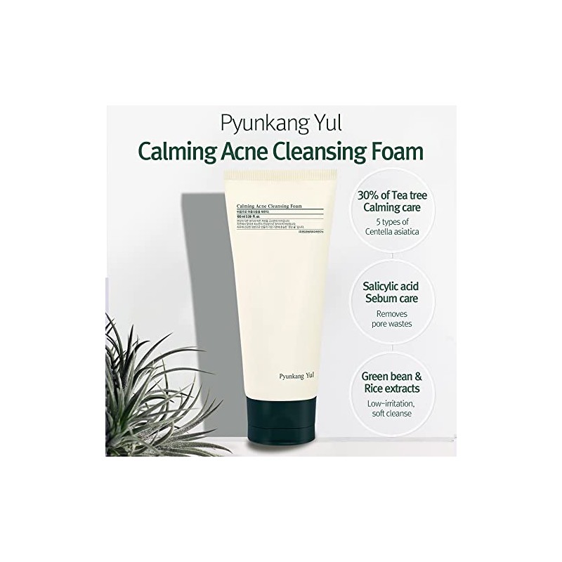 Pyunkang Yul- Espuma limpiadora calmante para el acné, limpiador facial