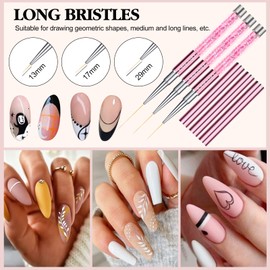 Saviland Nail Art Liner Brush Set of 6 Rose Gold Liner Nail Design Brush, Liner Painting Nail Accessories Tool Set for Drawing Lines, French Manicure (7/8/11/13/15/29 mm)