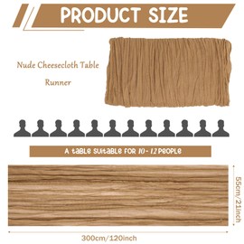 10 Pack Nude Cheesecloth Table Runner 10FT Boho Gauze Fabric Table Runner Vintage Rustic Sheer Runners for Wedding Party Bridal Baby Shower Long Table Decorations