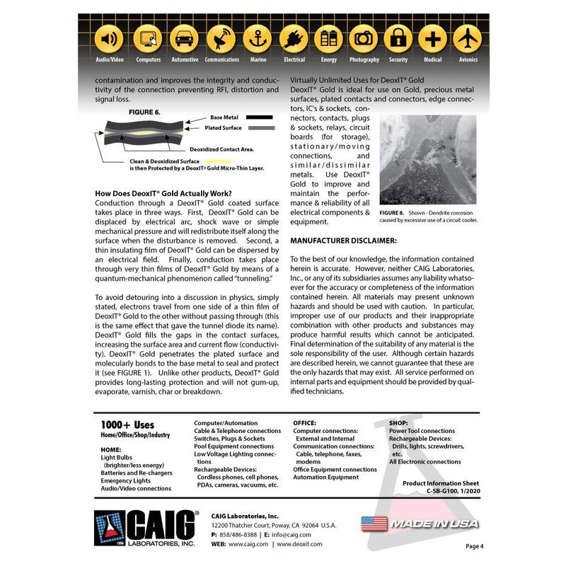 CAIG LABORATORIES DeoxIT Gold G5S-6 Spray, Enhancer/Conditioner/Protector for Gold and