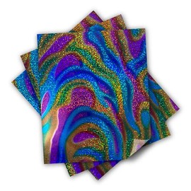 Soft Metallic Rainbow Ripple Heat Transfer Vinyl Pattern HTV Iron on- 3 Sheets (12" x 10")