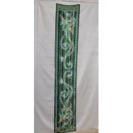 Bob Mackie Wearable Art Phoenix Print Oblong Silk Scarf W/Gift Box-Green Multi