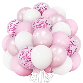 Eitolo Pink Balloons, 50Pcs 12 Inch Pink & White Balloons Pink Confetti Balloons for Birthday Party Decorations Girl, Wedding, Christening Baby Shower Party Decorations