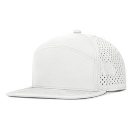 Varpepe Performance Snapback Hats for Men Women,Flat Bill Brim White Cap,Golf,Running,Workout