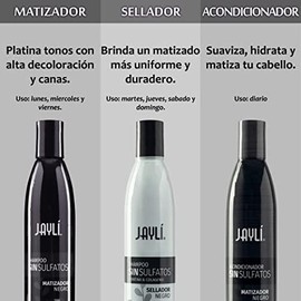 Jayli Shampoo Matizador  Sellador  Acondicionador Negro Sin Sal  Sulfatos  Parabenos (3 Pack), 320.0 mililitro