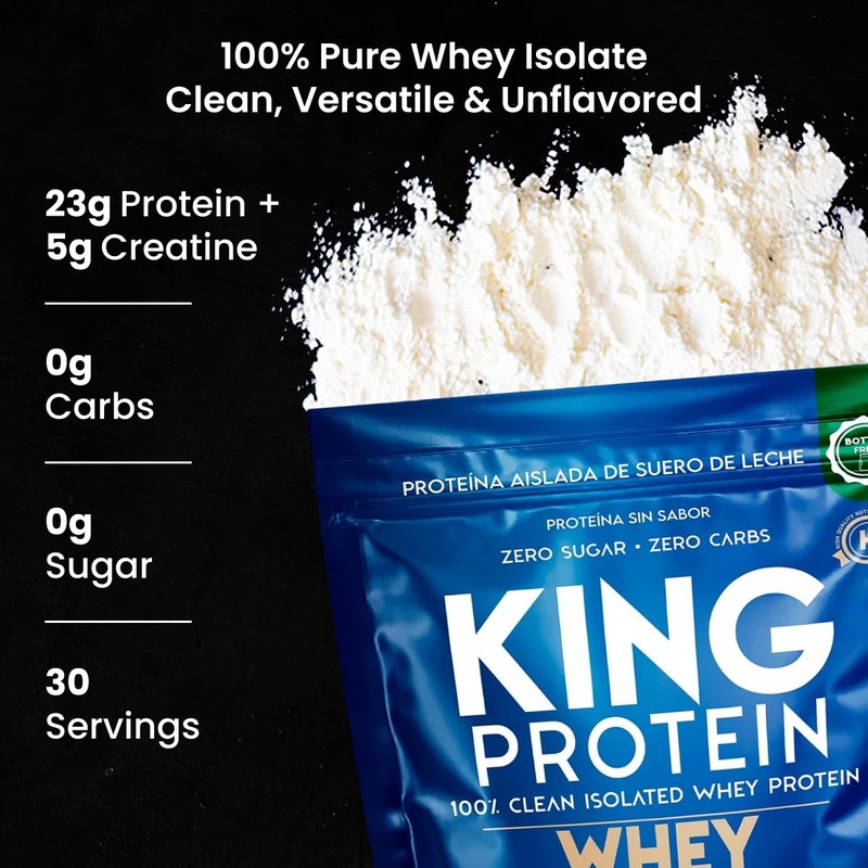KING Protein Clean Unflavored Whey Isolate Protein Powder with Creatine