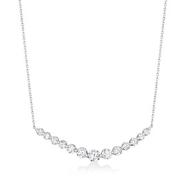 Ross-Simons 2.70 ct. t.w. CZ Curved Bar Necklace in Sterling Silver. 16 inches