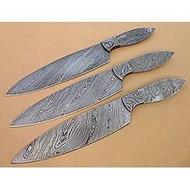 BB-43 Handmade Damascus Steel 12 Inches Full Tang Chef BLADE Set with Damascus Steel Bolster Best Quality Blank Blades