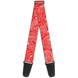 Buckle-Down Guitar Strap Bandana Skulls Red White 2 Inches Wide