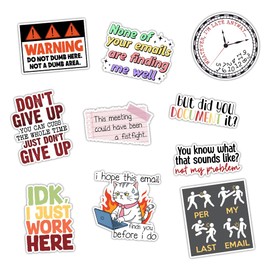 ULTRAVUTT [10pcs-3''] Funny Work Stickers Office Humor Sticker Sarcastic Meme Coworker Gag Gift Decoration for Laptop Journal Scrapbook Water Bottle Tumbler Car Vinyl Decal Waterproof