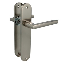 Amig - Door handles with steel plate | Model MAI PB | 240 x 45 mm | 8 mm square | Elegant and simple design | Without key | Brushed aluminium nickel