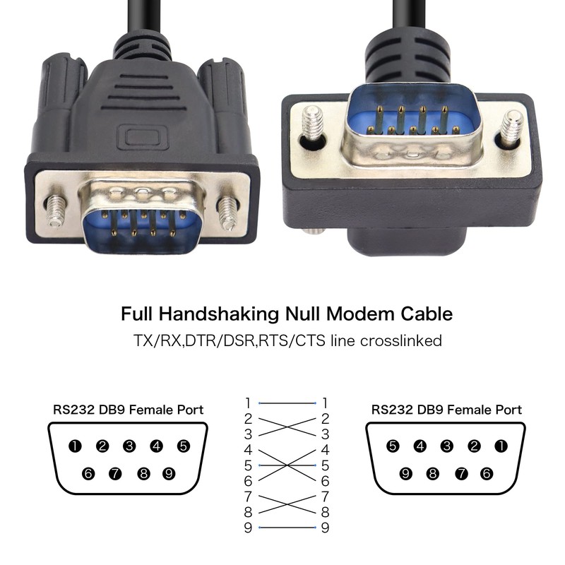 RIIEYOCA 90 Degree DB9 RS232 Serial Cable, Down Angled DB9