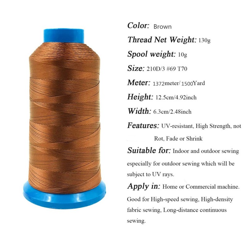 YROTCIV Bonded Nylon Sewing Thread 1500 Yard Size #69 T70