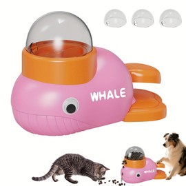 New pet Food Dispenser, Whale Duckling Interactive Toy Trainer, Effective Control of Food Intake, Rotating Slow Food Feeder, Suitable for Cats and Dogs (Pink)
