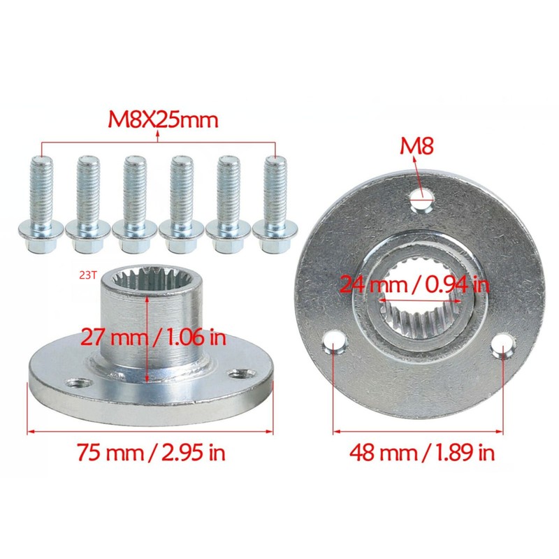 23T 3 Stud Rear Axle Wheel Hub with Screws Left