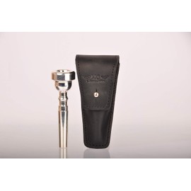 Trumpet Valve Guard Genuine Leather of protection and comfort (Pouch Single, Black)