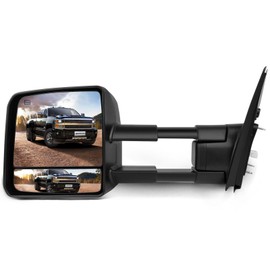SCITOO Towing Mirror Black Truck Mirror fit for 2007-2017 For Toyota For Tundra with PC LH Power Adjusted Heated Turn Signal Light Manual Folding and Telescoping