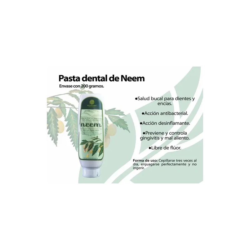 5 Pastas De Neem Natural Libre De Fluor De 200