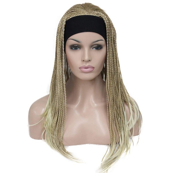 Lydell Braided Wig Afro Long Synthetic Fully Hand Tied Twist Braided Wigs (24BT613 Blonde Mix)