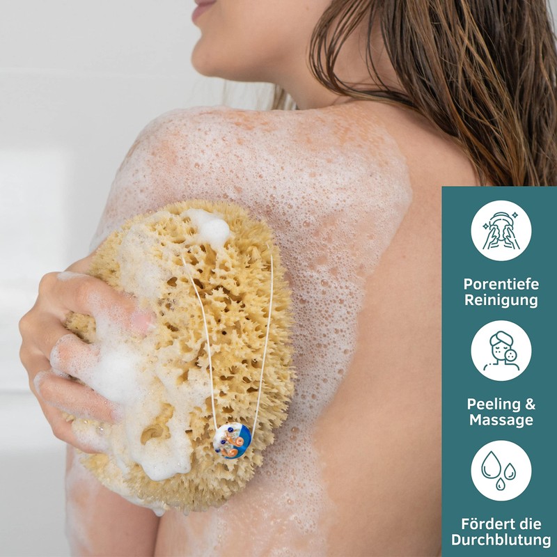 Natural Sponges with Cord & Glass Pendant - Unbleached Mediterranean