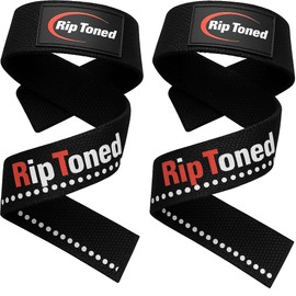 Rip Toned Performance Wrist Straps for Weightlifting – 23" Padded Lifting Straps for Men & Women – Cotton Gym Straps for Deadlifts, Strength Training, Bodybuilding & Powerlifting – Black/White