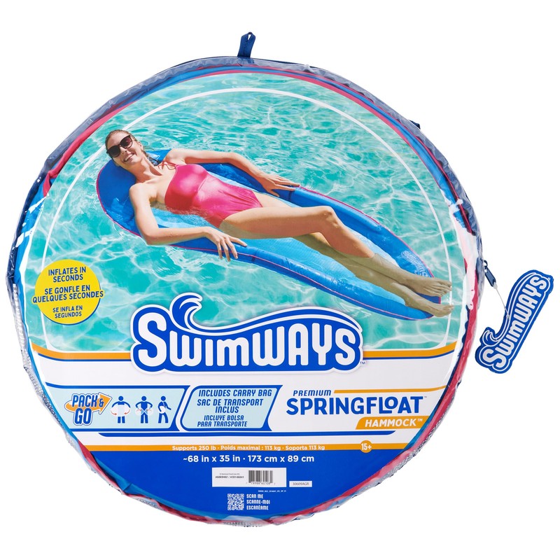 SwimWays Spring Float Premium Hammock Pool Lounger, Inflatable Pool Floats