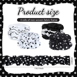 Mooliwe 4 Rolls 40ft Ruffled Black and White Bulletin Board Border for Classroom Fabric Decorate Bulletin Board Trim for Back to School Classroom Teacher Desks Doors Walls Decorations Essentials