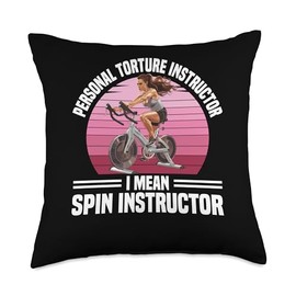 Spinning Bike Spin Class Indoor Cycling Bike Spin Instructor Throw Pillow