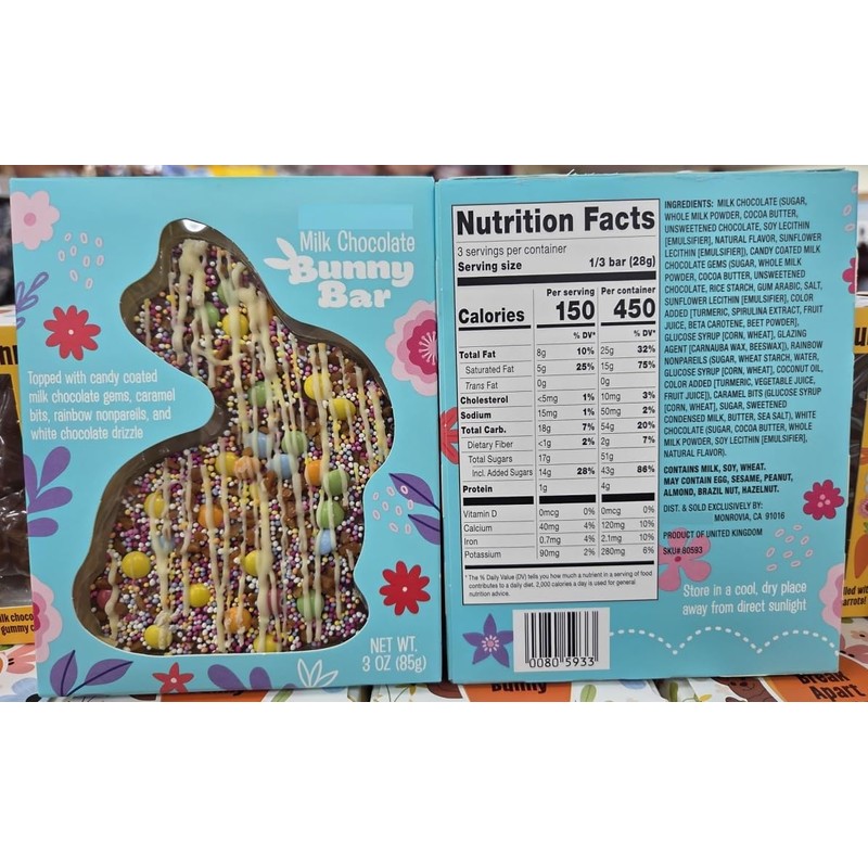 Trader Joe Milk Chocolate Bunny Bar 3oz 85g (2 Bars)